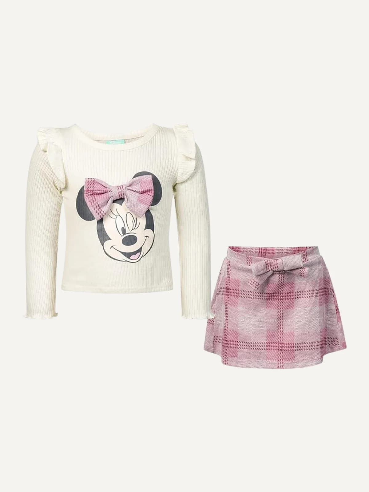 Minnie Mouse Conjunto de 2 piezas top manga larga y falda a rayas