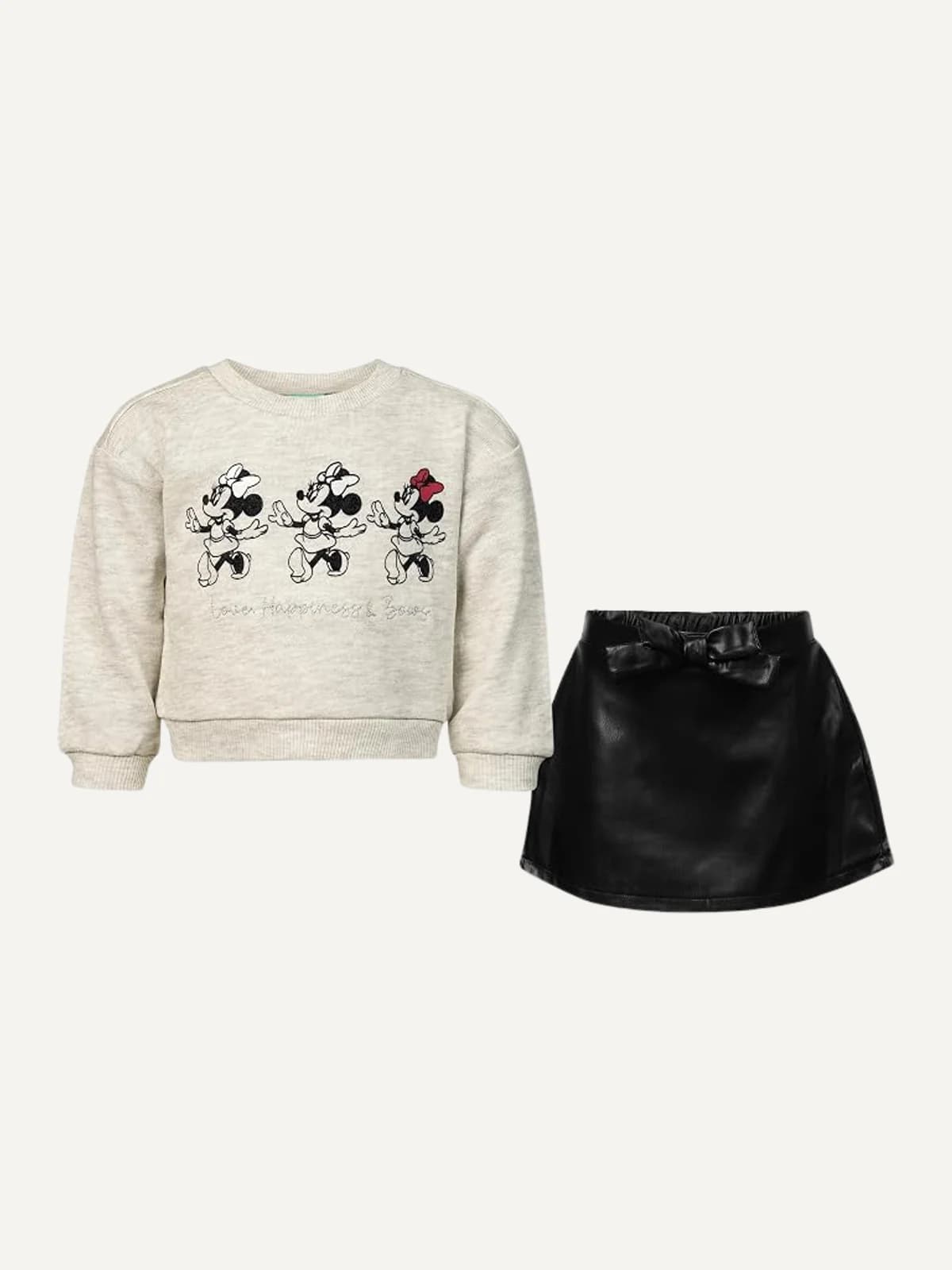 Minnie Mouse Conjunto de 2 piezas polera manga larga y falda negra
