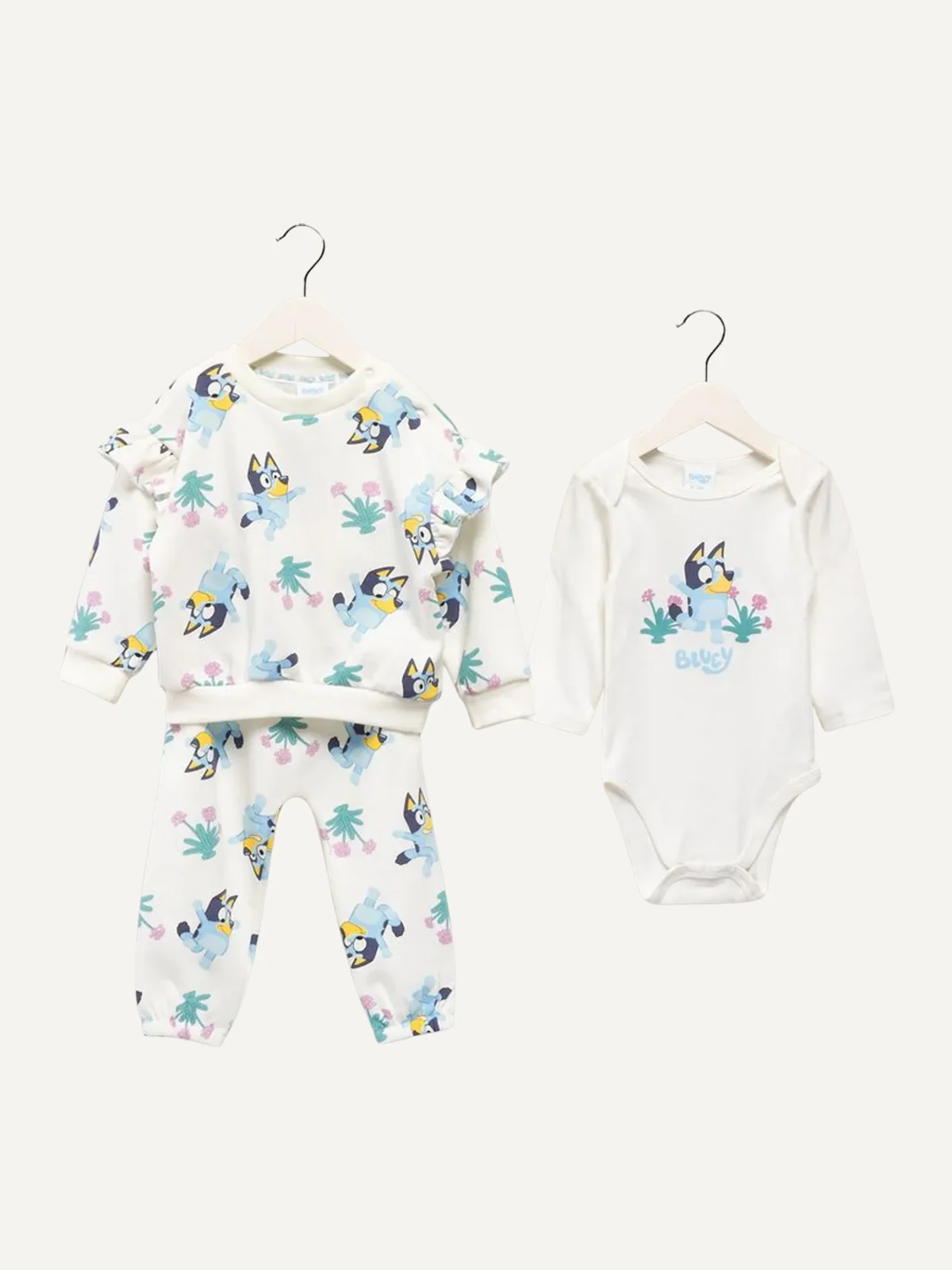 Conjunto Bluey de 3 piezas marfil para niña