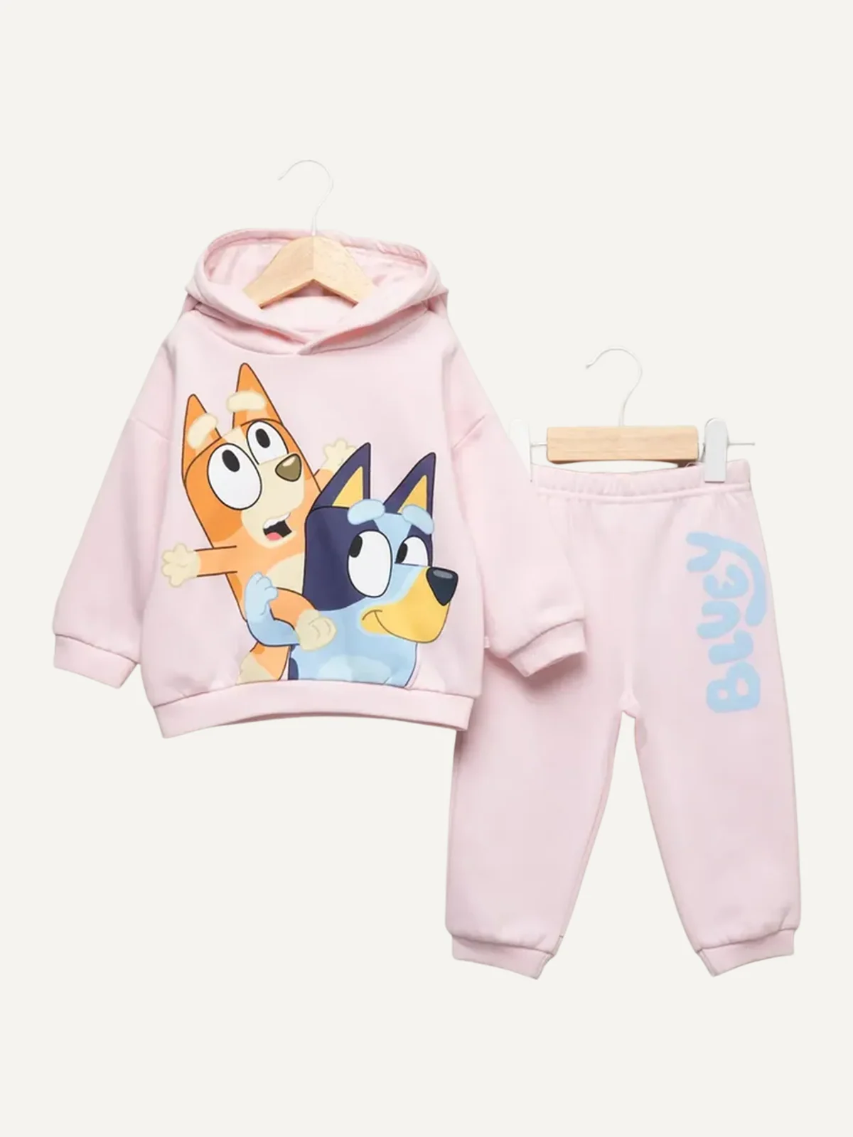 Conjunto Bluey con capucha rosado para niña